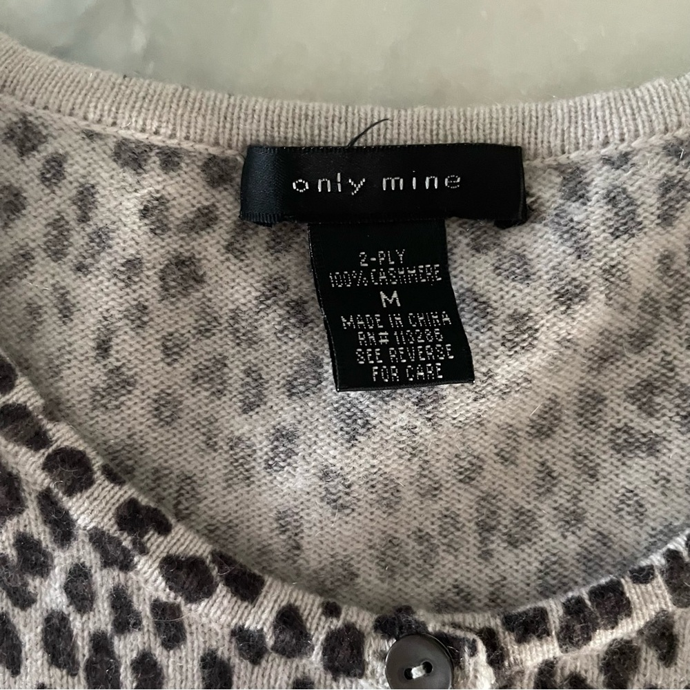 Only Mine Sweater Womens Medium Brown Leopard Print Cashmere Cardigan Button Up - Picture 3 of 4